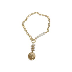Arista – Large Gold Chain Necklace with Pearl Pendant