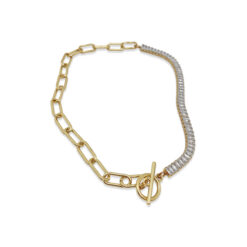 Skyla – Gold Fob Chain Necklace with Crystal