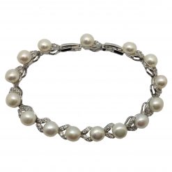 Evie-Silver Pearl Bracelet