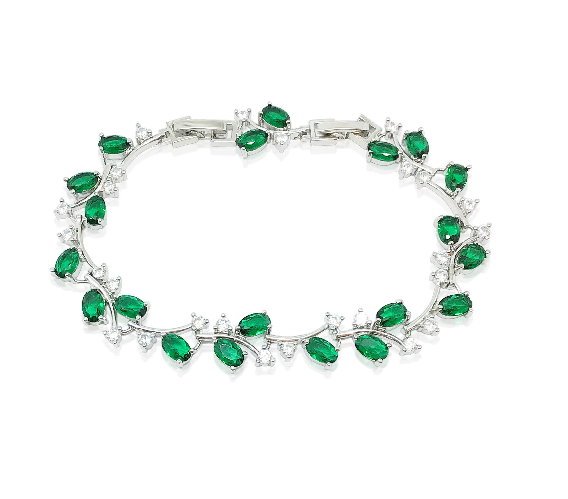 Green Emerald Baguette Tennis Bracelet-hdcinema.vn