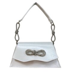Caitlin-White Diamond Clutch Bag