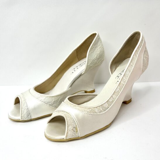 ivory open toe wedding shoes