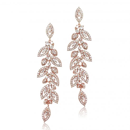 Rose Gold and Crystal Drop Earring for bride or bridesmaid
