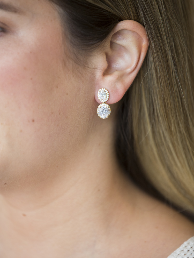 CZ Drop Earrings White Gold|Mazari|Jeanette Maree