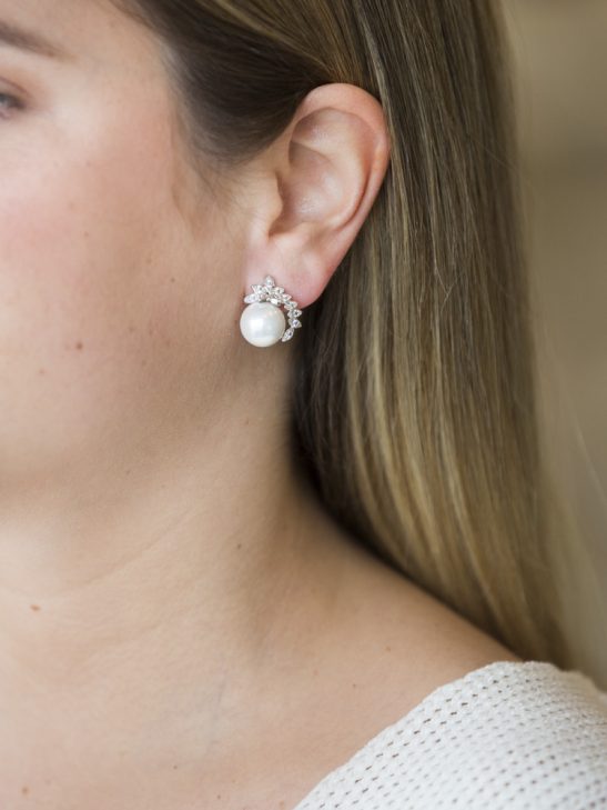 Pearl and diamond stud earrings |Reagan| Jeanette Maree