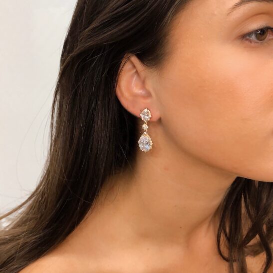 Gold Diamond Drop Earrings|Maya|Jeanette Maree