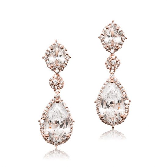 E0072RG Cubic crystal bridal earring from Jeanette Maree Melbourne