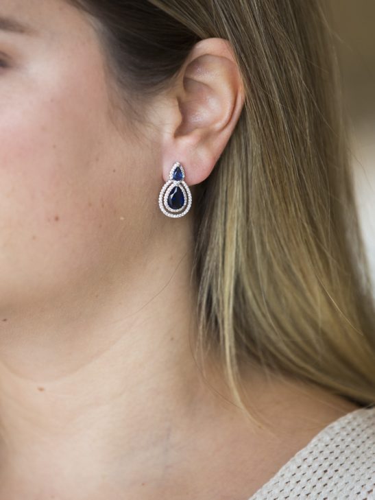 Navy Double Pear Earring |Winnie|Jeanette Maree|Shop Online Now