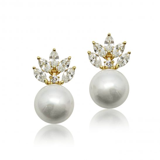 Gold and pearl bridal earrings|Felicia|Jeanette Maree|Shop Online Now