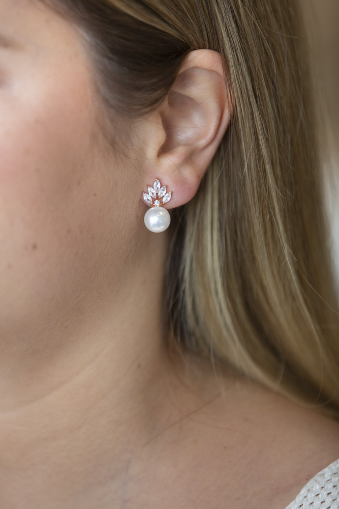 Rose gold pearl earrings|Felicia|Jeanette Maree|Shop Online Now
