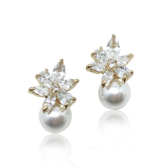 Pearl and cubic zirconia earrings|Brandy|Jeanette Maree|Shop Online Now
