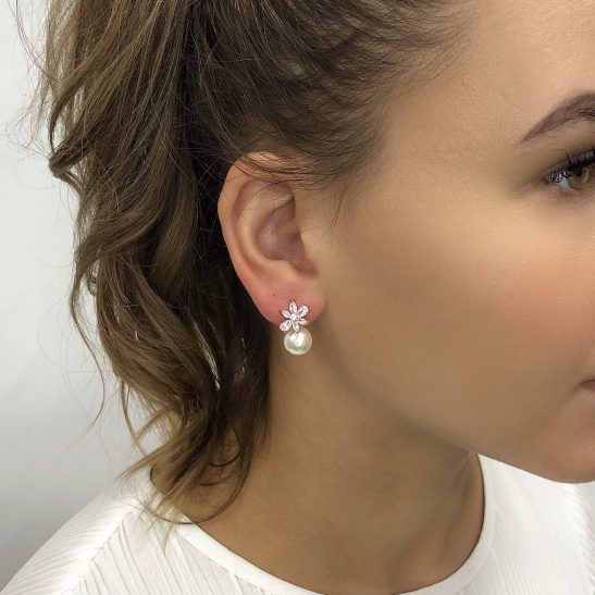 Pearl earrings studs | Crystal earring - Brandy | Jeanette Maree