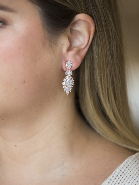 Rose Gold Drop Earrings Bridal|August|Jeanette Maree