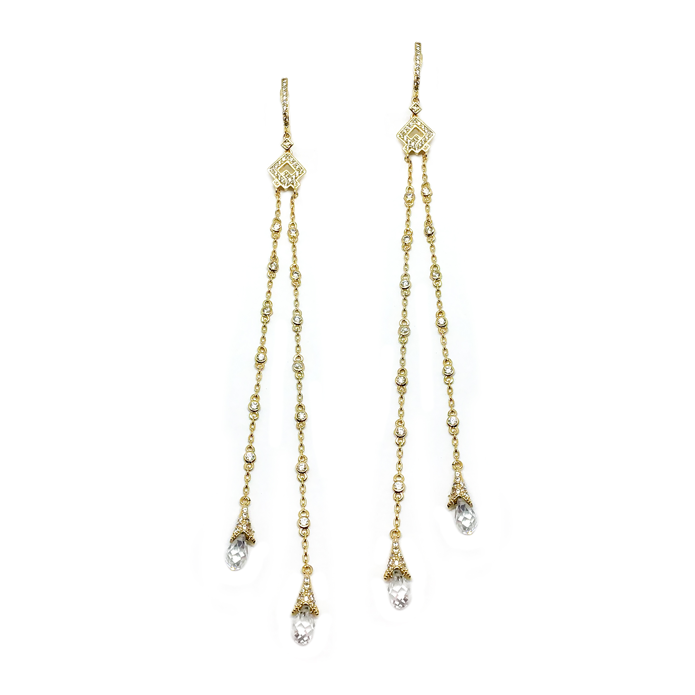 Buy 18K Gold FILLED Chain Earrings, Double Piercing Earrings, Connected  Earrings, Double Hoops, Pair Connected Hoops, Piercing Earrings, Online in  India - Etsy
