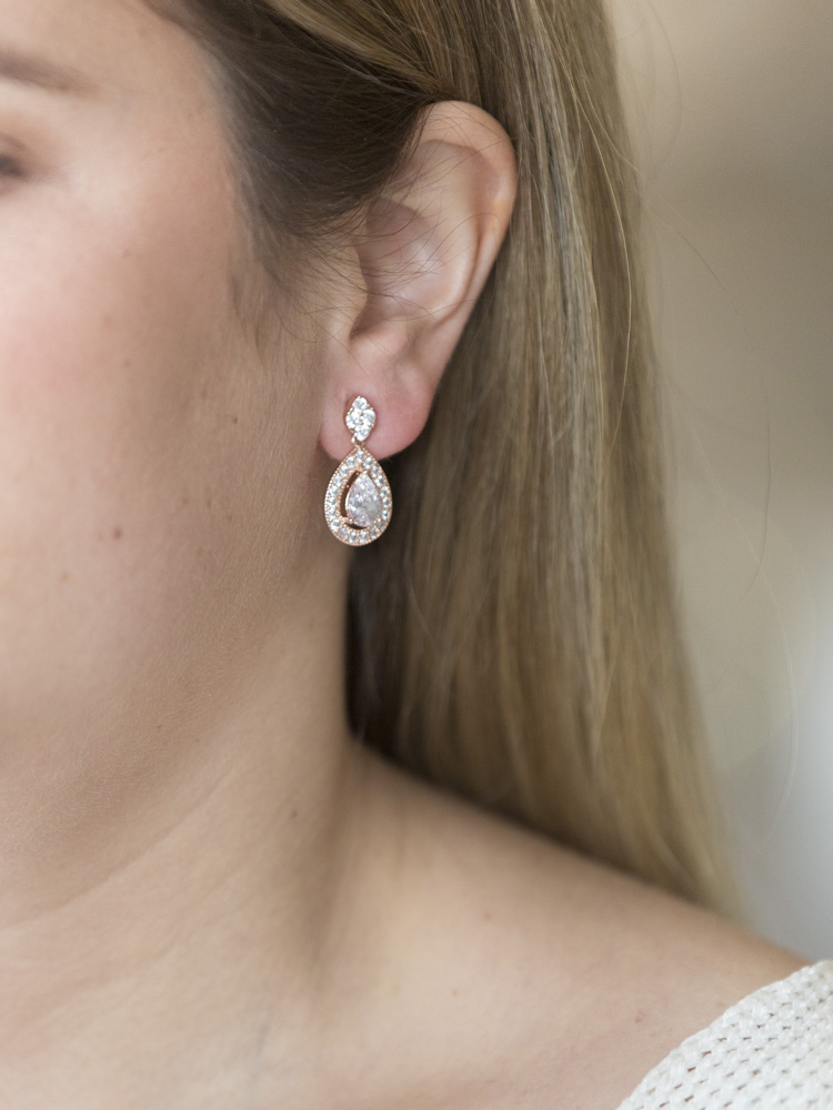 Gold Teardrop Earrings Wedding|Jamari|Jeanette Maree
