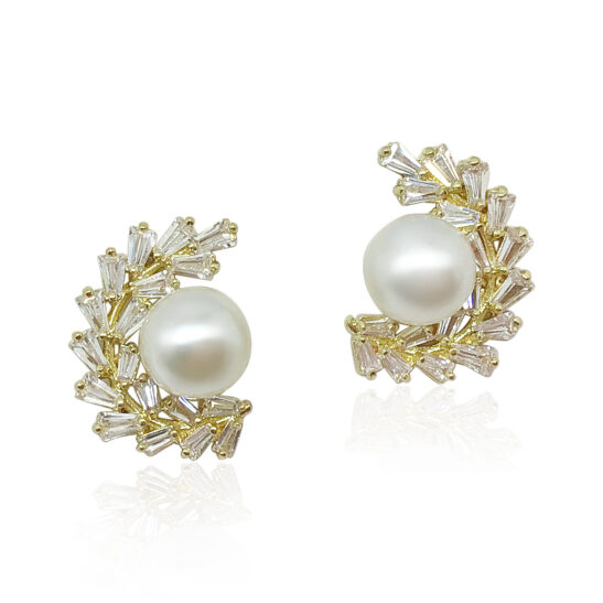 Gold earrings with pearl|Rowan|Jeanette Maree|Shop Online Now