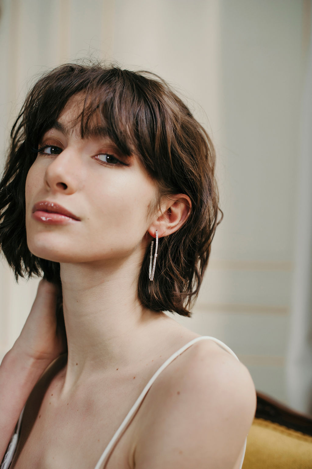 Crystal Hoop Earrings|Beige|Jeanette Maree|Shop Online Now