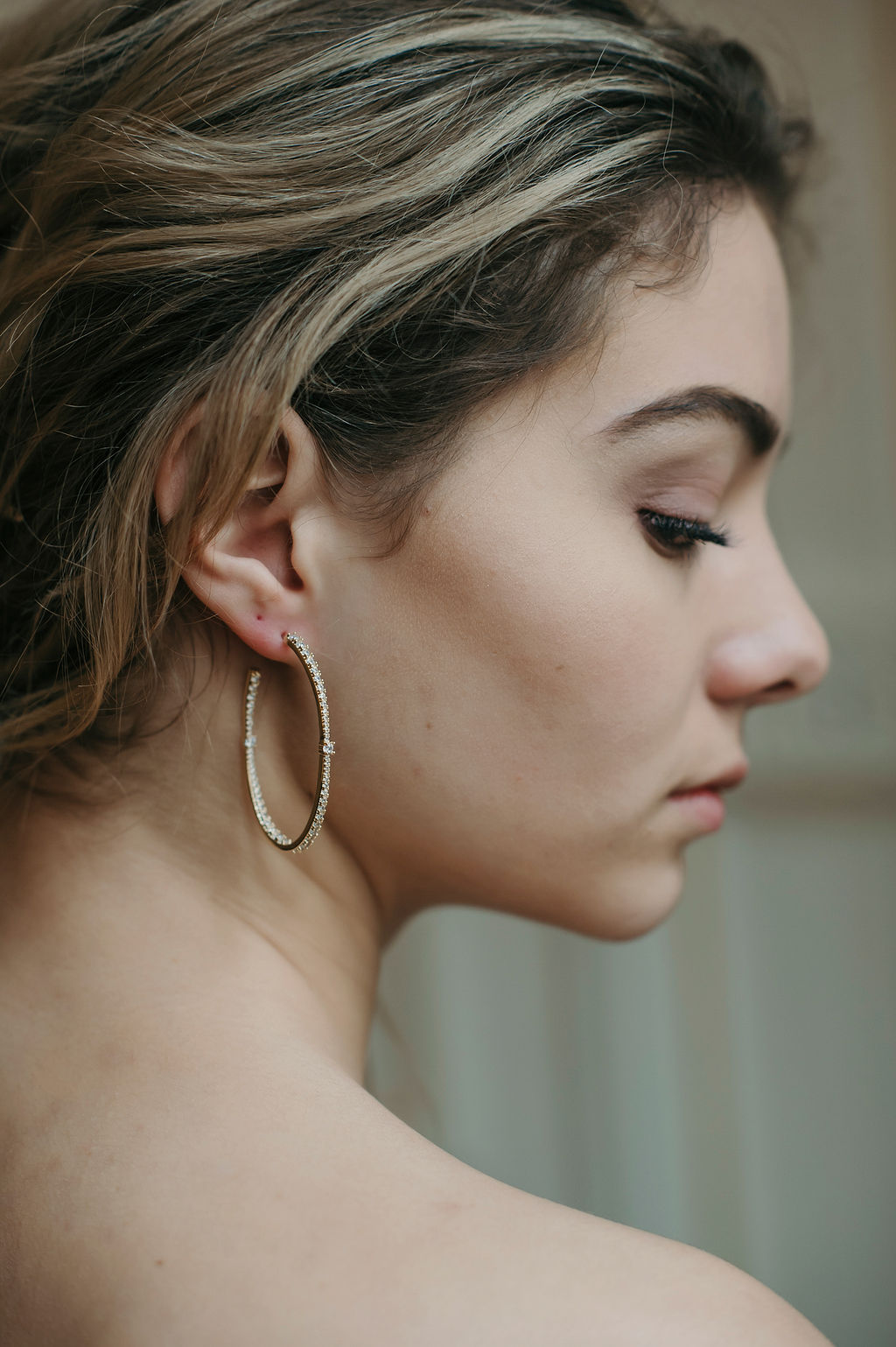 Gold Diamond Hoop Earrings|Beige|Jeanette Maree|Shop Online Now
