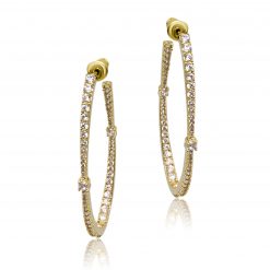 Beige|Gold Diamond Hoop Earrings
