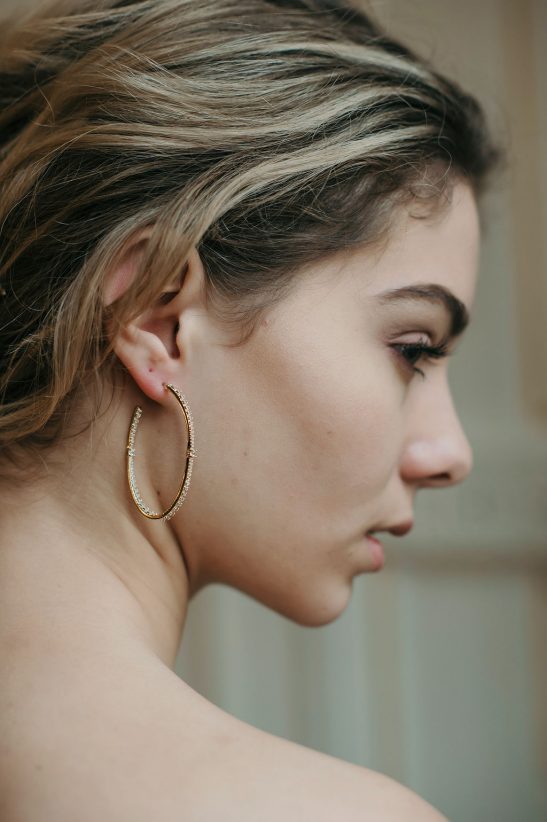 Gold Diamond Hoop Earrings|Beige|Jeanette Maree|Shop Online Now