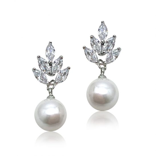 Pearl And Zirconia Earrings|Daphne|Jeanette Maree
