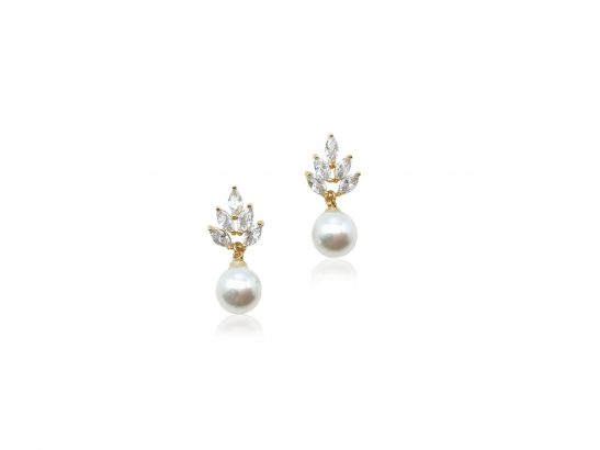 Pearl Drop Earrings With Cubic Zirconia|Daphne|Jeanette Maree
