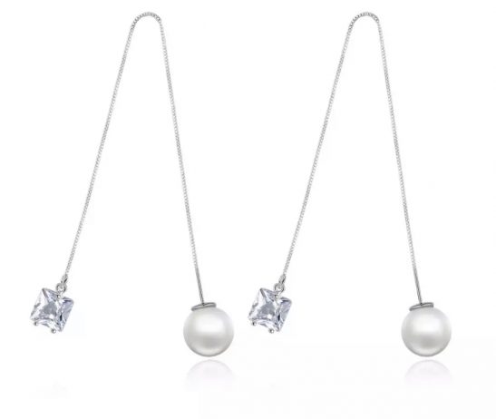 Pearl Linear Drop Earrings|Emerald Pearl|Jeanette Maree