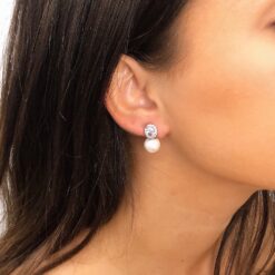 Malia- White pearl stud earrings