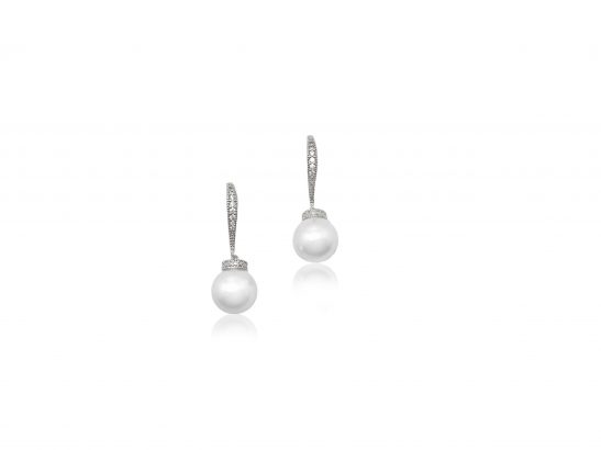Bridal drop earring silver and pearl