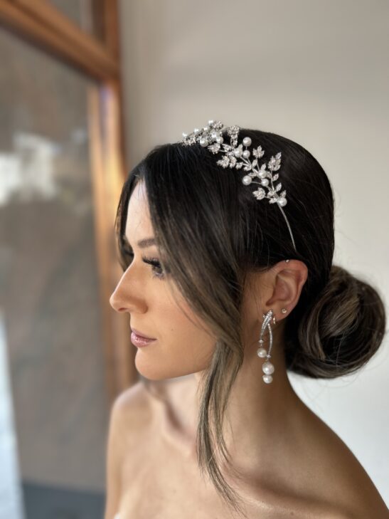 Cubic Zirconia Pearl bridal headband - Liliana | Jeanette Maree