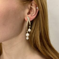 Alexa – Gold Pearl Statement Earrings