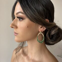 Alex-Emerald Circular Drop Earring