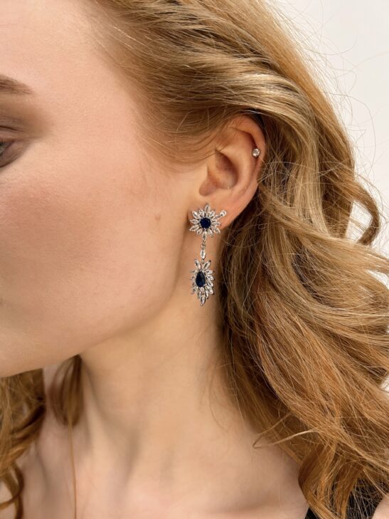 Sapphire Leaf Drop Earring|McKenna|Jeanette Maree