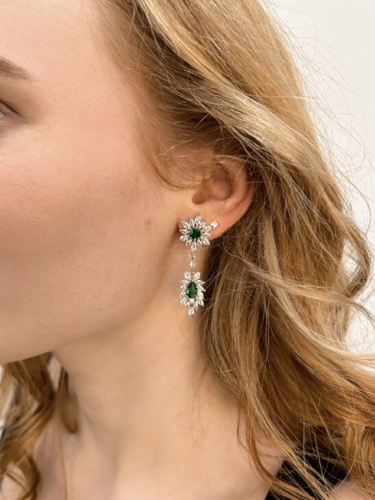 Emerald Leaf Drop Earring|McKenna|Jeanette Maree