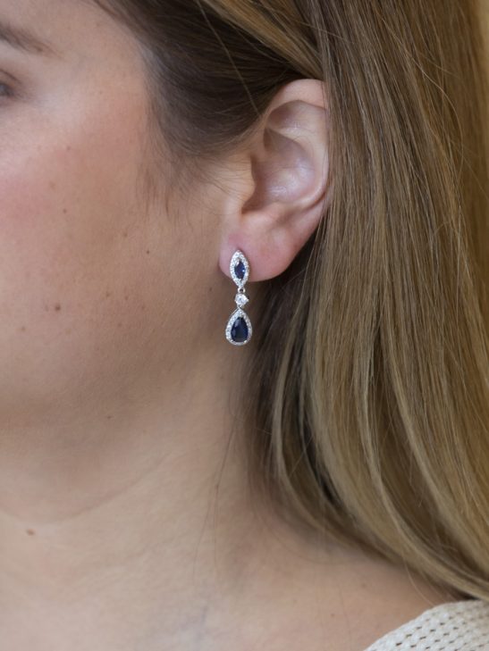 Small Navy CZ Earring|Miami|Jeanette Maree|Shop Online Now