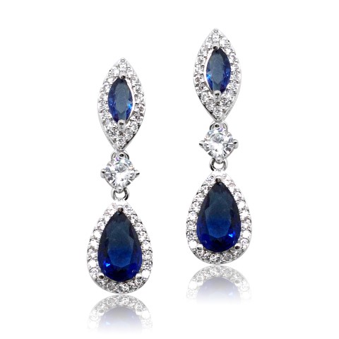 NAVY, SAPHIRE CRYSTAL BRIDES MAID EARRING E2048_