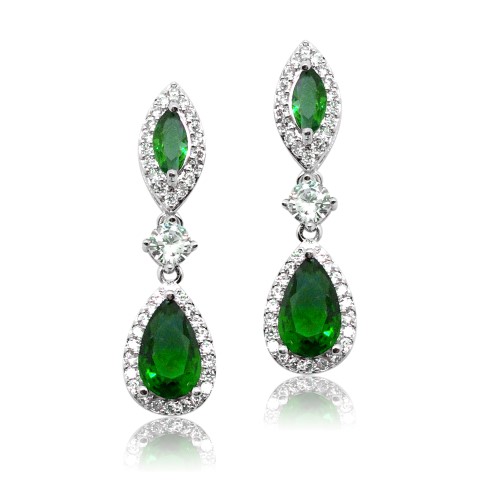 NAVY, SAPHIRE CRYSTAL BRIDES MAID EARRING E2048_green