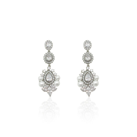 Diamond Pearl Drop Earrings|Edna|Jeanette Maree