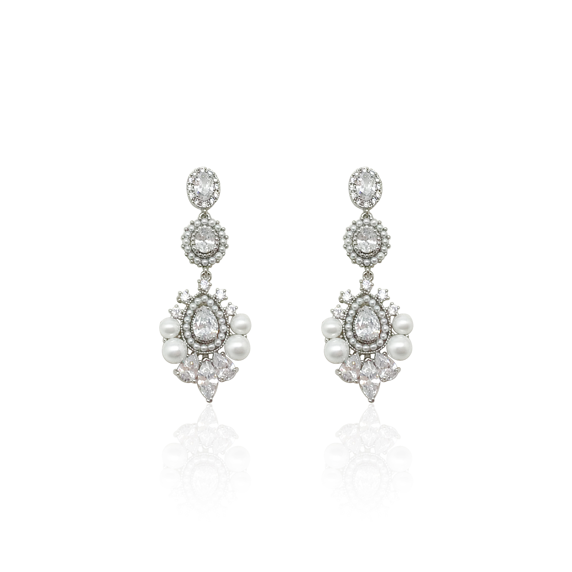 Diamond Pearl Drop Earrings|Edna|Jeanette Maree