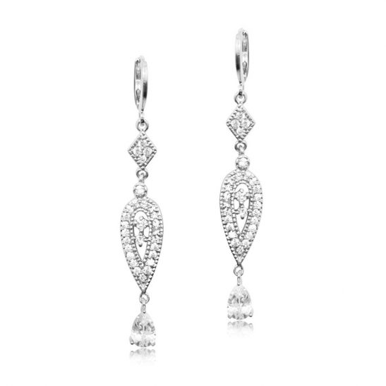 SILVER AND CRYSTAL BRIDES MAID EARRING E249