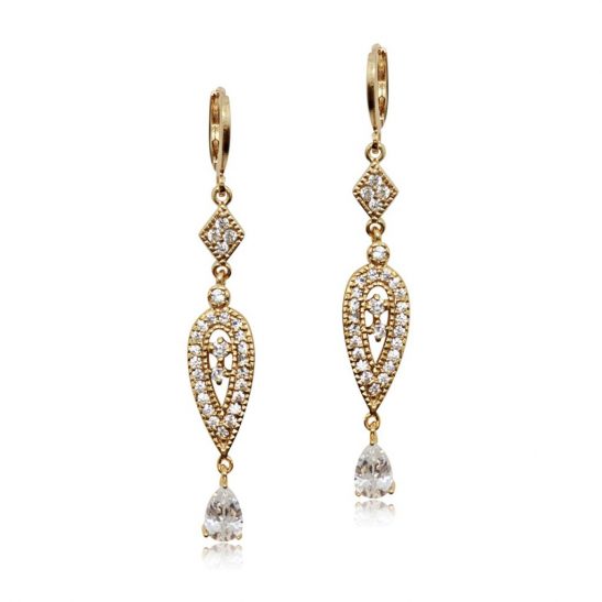 BRIDESMAIL GOLD DROP EARRING SET WITH CRYSTALE249G