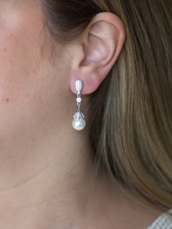 Silver Earrings With Pearl Drop|Mansi|Jeanette Maree