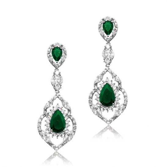E4748 emerald and crystal statement earring