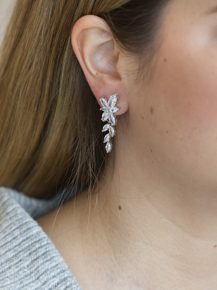Long Drop Diamond Earrings|Evelynn|Jeanette Maree