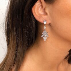 Lila – Crystal Leaf Drop Earrings
