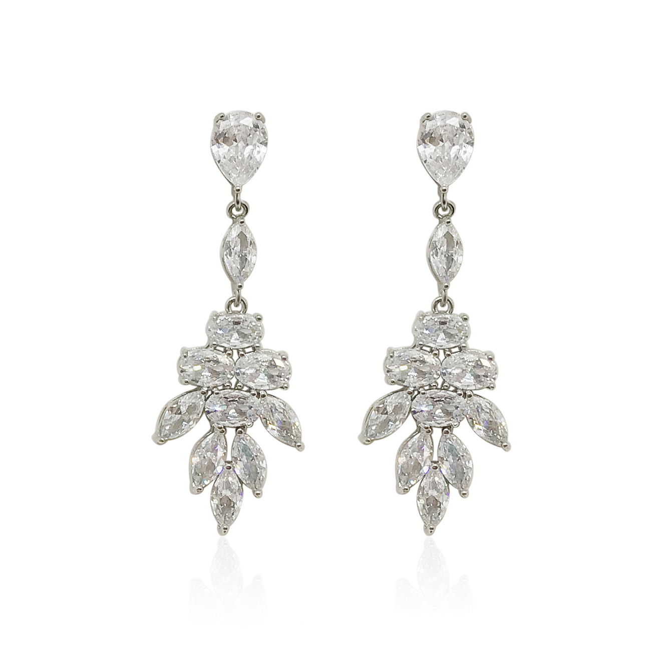 Crystal Leaf Drop Earrings|Lila|Jeanette Maree|Shop Online