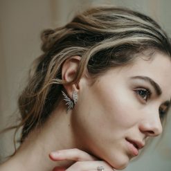 Ginny-Diamond Front and Back Earring