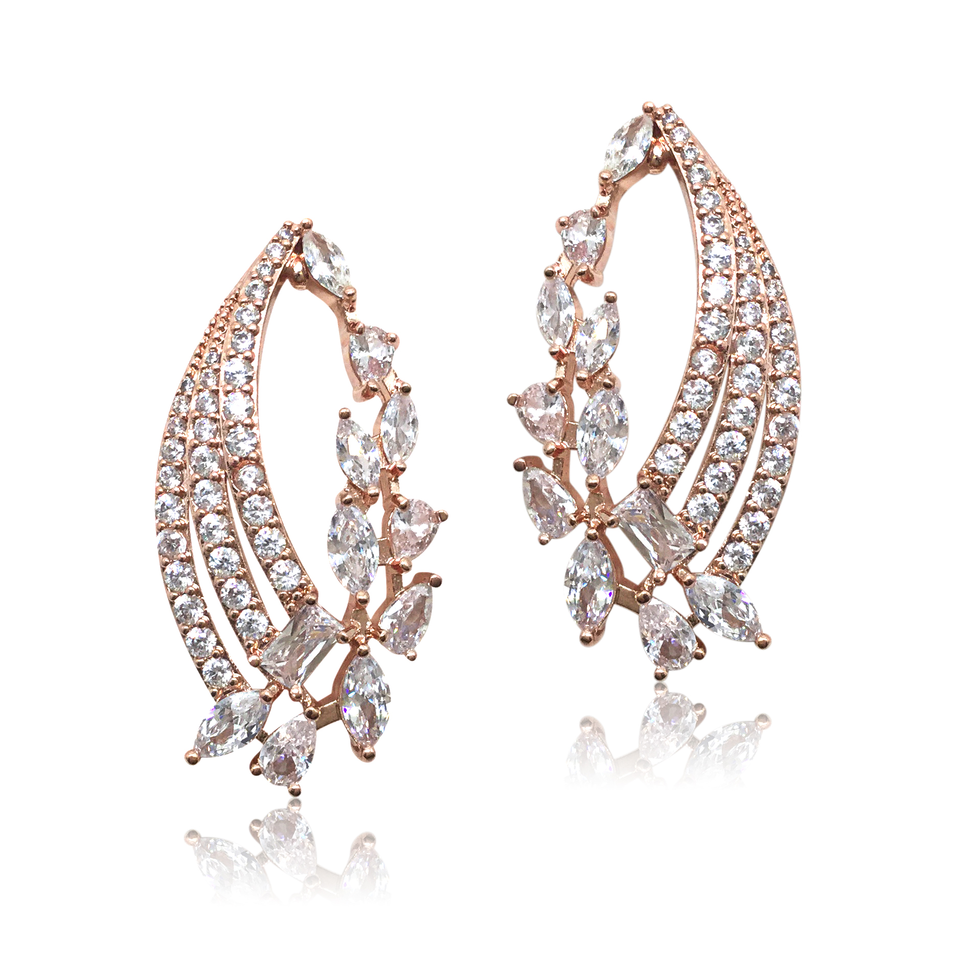 Rose gold stud earrings bridal|Scarlet|Jeanette Maree|Shop Online Now
