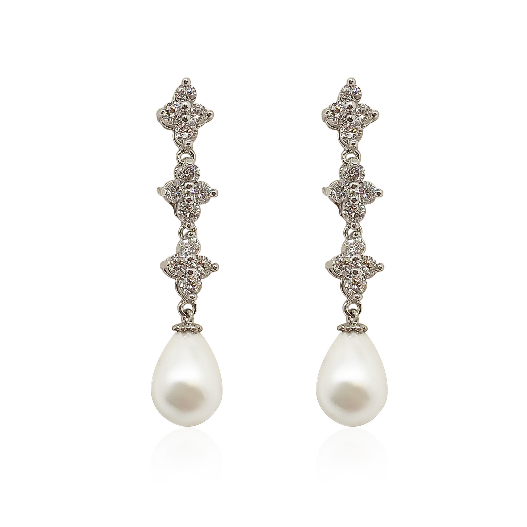Pearl And Crystal Drop Earrings|Cailyn|Jeanette Maree