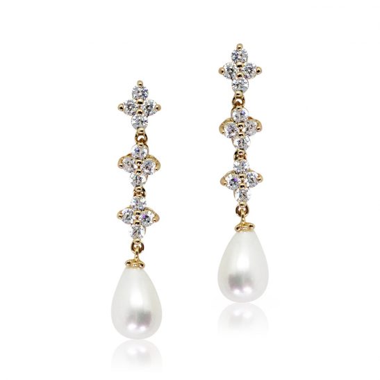 Gold Pearl Drop Earrings|Cailyn|Jeanette Maree